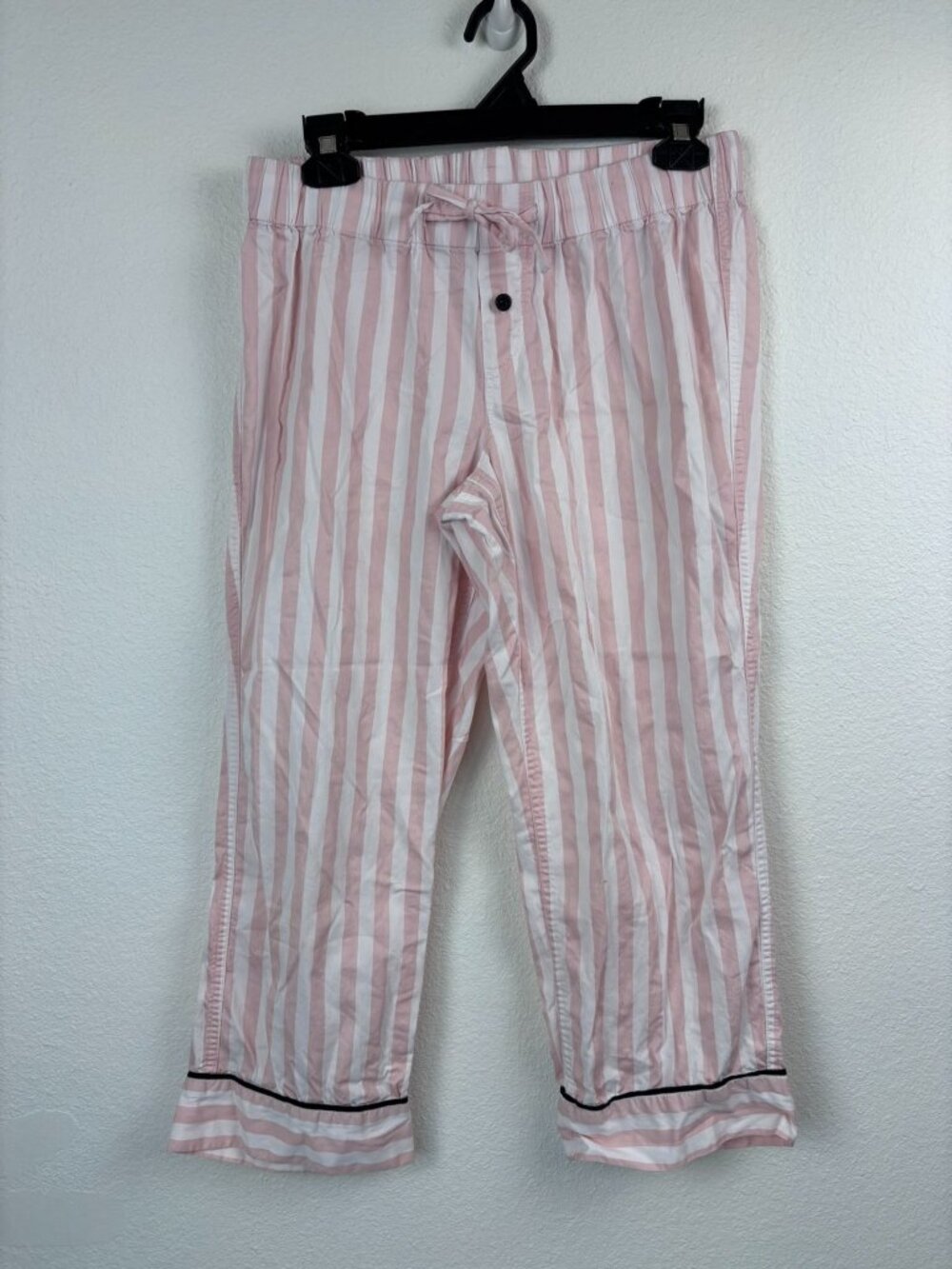 Emily & Meritt pottery barn teen juniors medium pink striped crop sleep pants - Picture 1 of 4